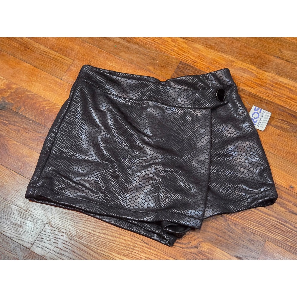 Haute Monde Black Snakeskin Faux Leather Skort HMSP80148 Womens Medium